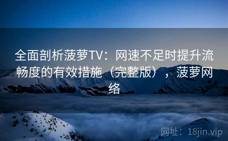 全面剖析菠萝TV：网速不足时提升流畅度的有效措施（完整版），菠萝网络