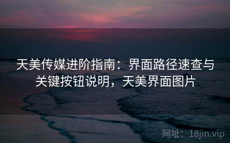 天美传媒进阶指南：界面路径速查与关键按钮说明，天美界面图片